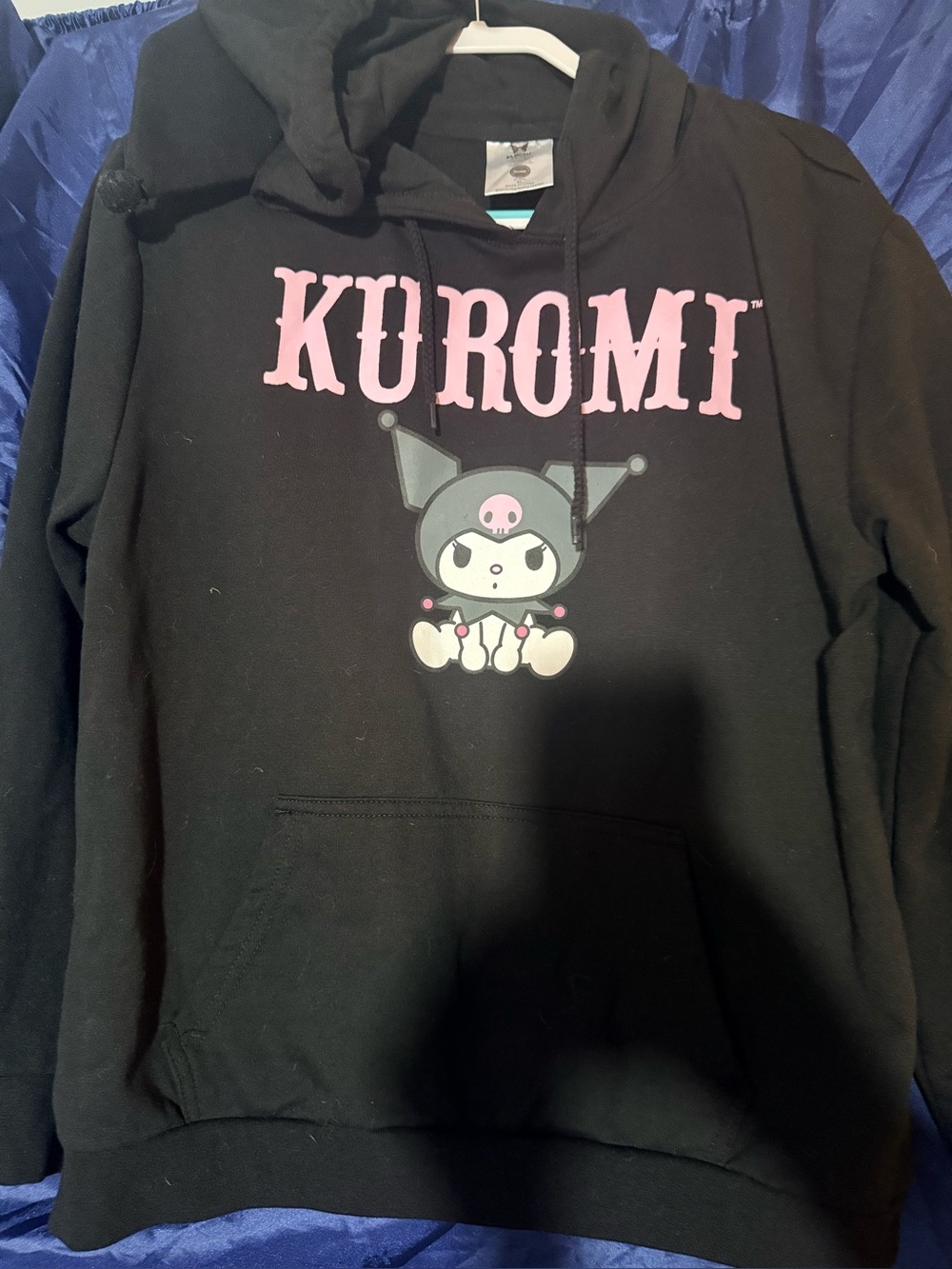 Sanrio Kuromi Black Hoodie with Pink Logo